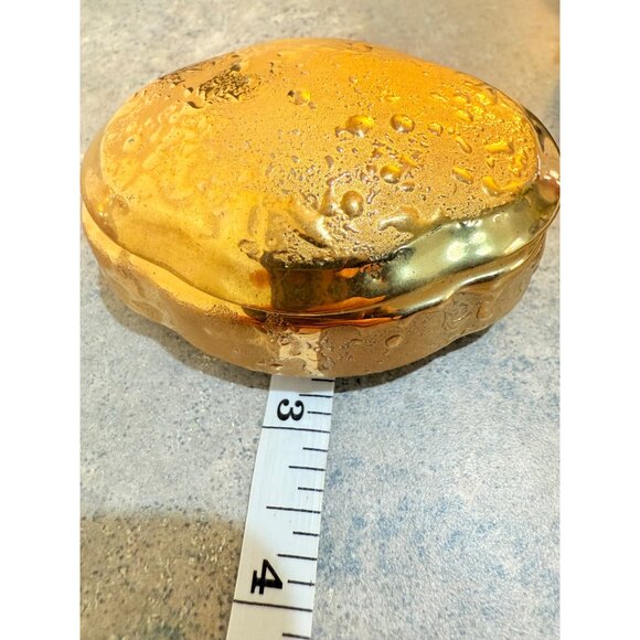 MCM Kingwood Ceramics Trinket Box 22K Weeping Gold Regency Vanity Dish VTG USA - Picture 8 of 15